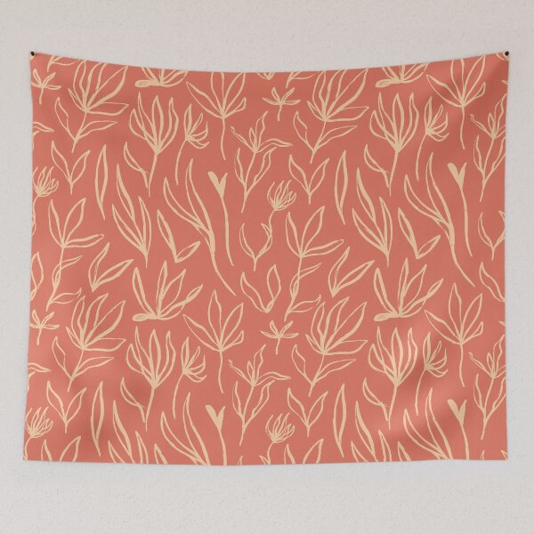 Item preview, Hand-Drawn Cali Boho Foilage Pattern-Terra Cotta Apricot designed and sold by BossyCatHome.