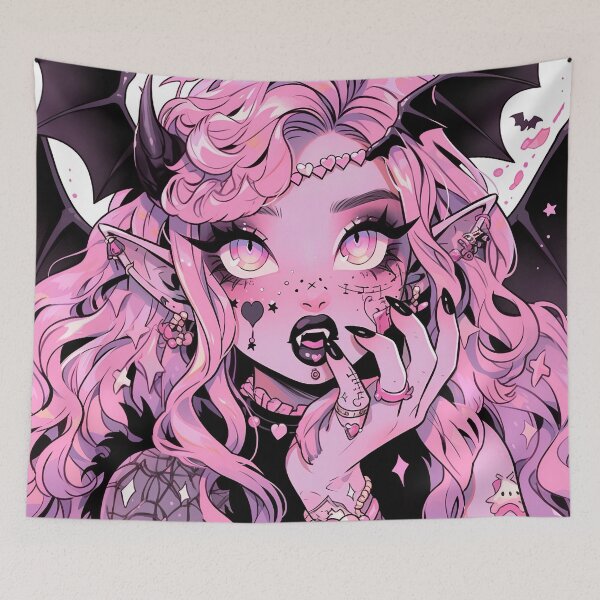 Item preview, Kawaii Pastel Goth Vampire Anime Girl designed and sold by bubblegoth.