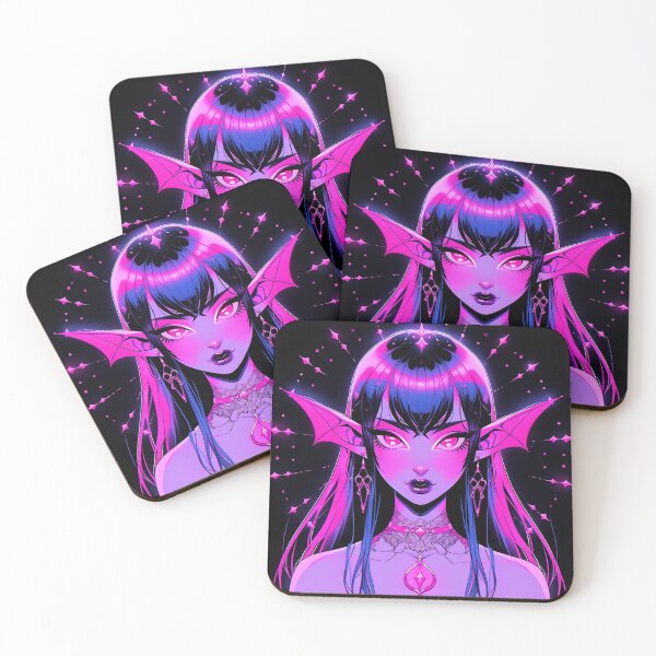 Item preview, Neon Magenta Goth Cyber Elf Anime Girl designed and sold by bubblegoth.