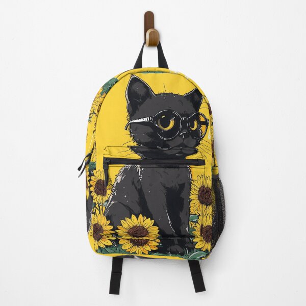 Item preview, Chic Feline & Sunflowers Illustration designed and sold by inkArtistryfine.