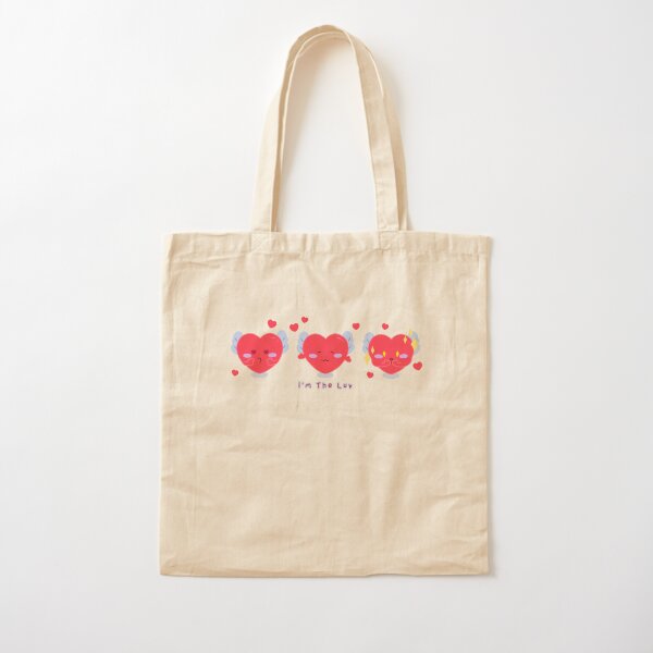 Pink Heartwings Delight: The Luv - Unique Mascot Design for Love and Charm Cotton Tote Bag