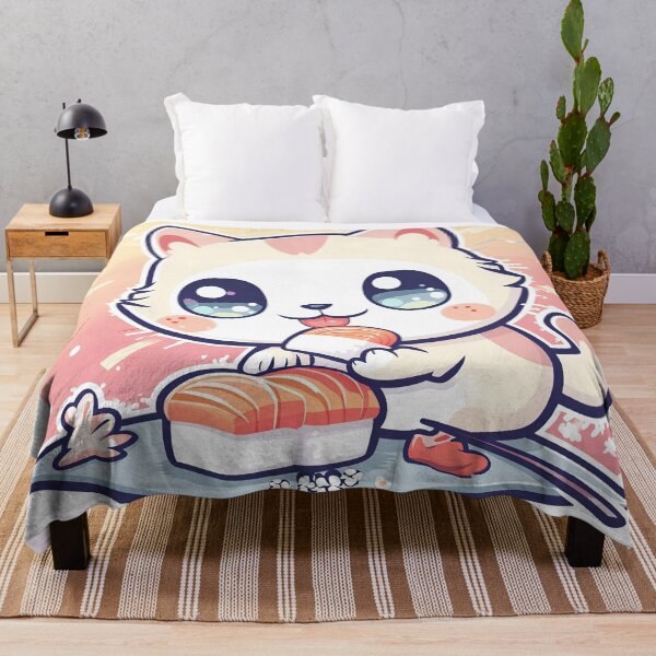 Item preview, Kawaii Cat Enjoys Sushi Delight designed and sold by Mark Brown.