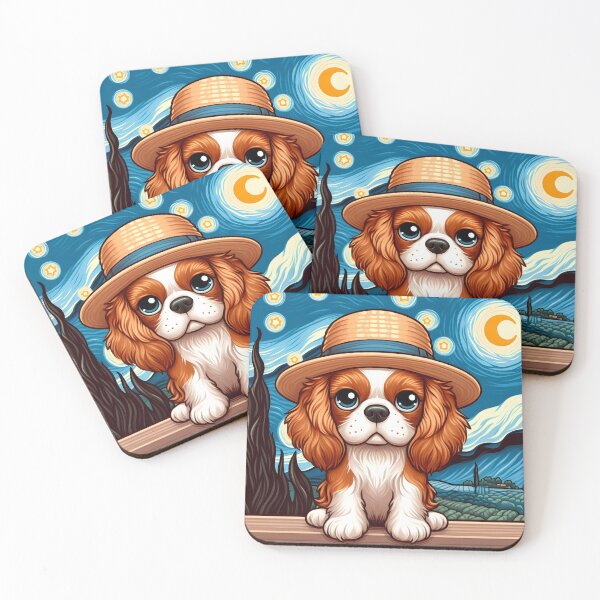 Item preview, Van Gogh Chibi Cavalier King Charles Spaniel Self Portrait designed and sold by City0fDreams.