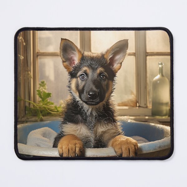 Item preview, German Shepherd Puppy in a Bathtub 02 designed and sold by Elisabeth Lucas.