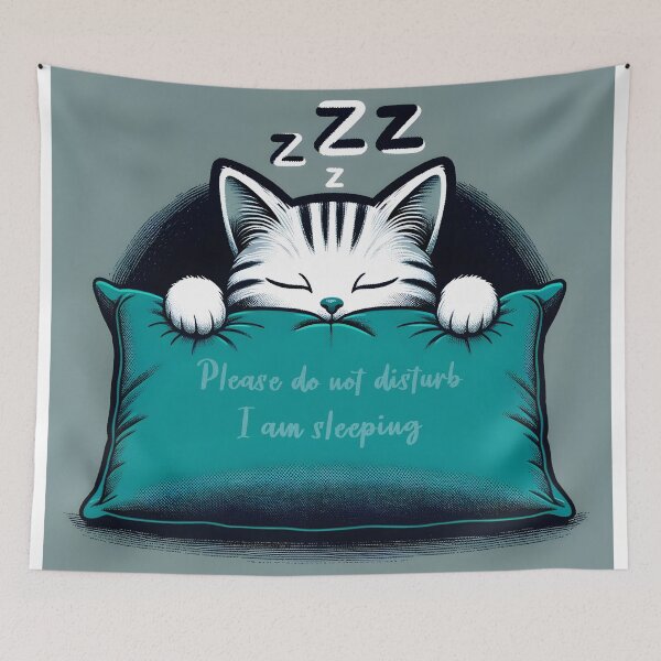 Item preview, Slumbering Kitten Do Not Disturb Sign designed and sold by inkArtistryfine.