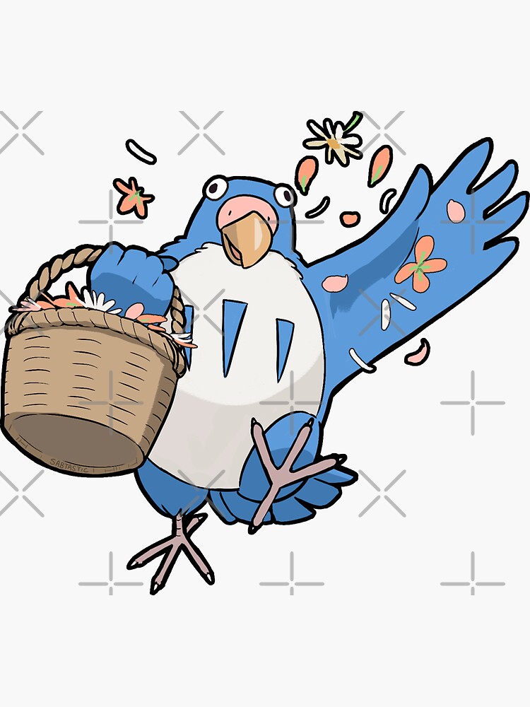 Thumbnail 3 of 3, Sticker, Flower Toss Parakeet designed and sold by Sabtastic.