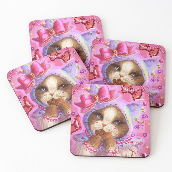 Item preview, Cute cat in a white hat with a pink bow! designed and sold by KaryTaffy.