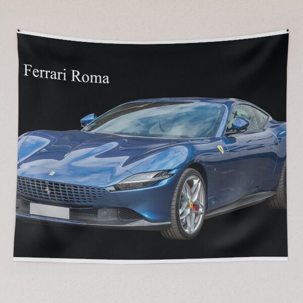 Item preview, Front view of Ferrari Roma Italian sports car on black background designed and sold by Kevin Hellon.