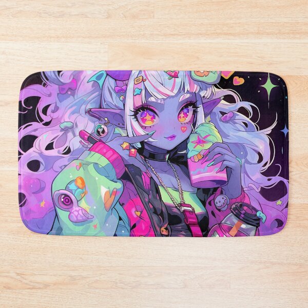 Item preview, Vibrant Kawaii Neon Witchy Elf Anime Girl designed and sold by bubblegoth.