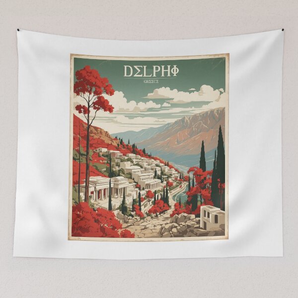 Item preview, Delphi Greece Vintage Poster Tourism  designed and sold by TravelersGems.