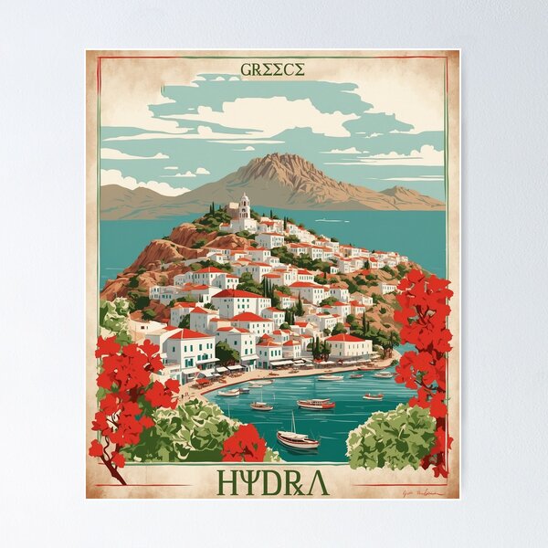 Item preview, Hydra Greece Vintage Poster Tourism  designed and sold by TravelersGems.