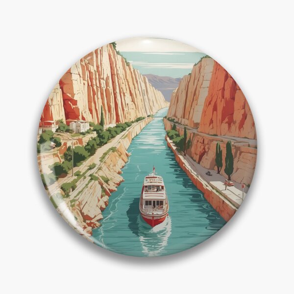 Item preview, Corinth Canal Greece Vintage Poster Tourism  designed and sold by TravelersGems.