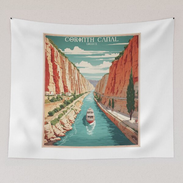 Item preview, Corinth Canal Greece Vintage Poster Tourism  designed and sold by TravelersGems.
