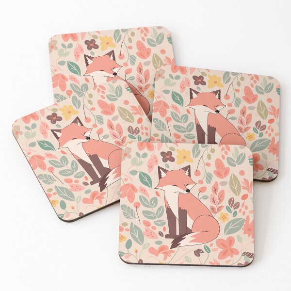 Item preview, Vintage Folk Floral Fox Pattern designed and sold by SweetClicks123.