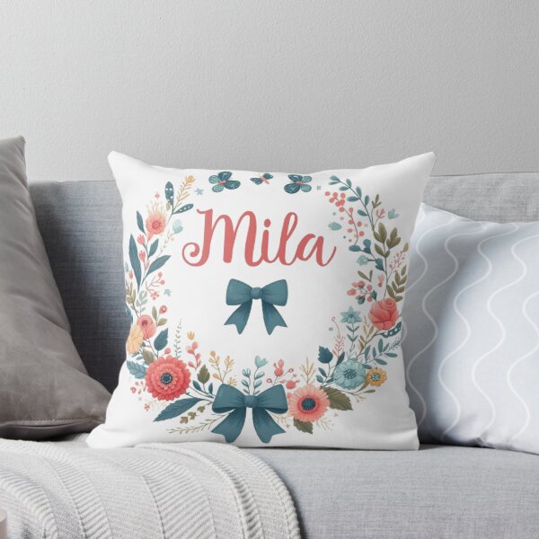 Artikelvorschau, Mila Girl's Name Personalized Floral Wreath entworfen und verkauft von MittenTheKitten.