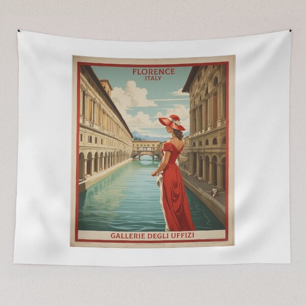 Item preview, Gallerie Degli Uffizi Florence Italy Vintage Poster Tourism  designed and sold by TravelersGems.