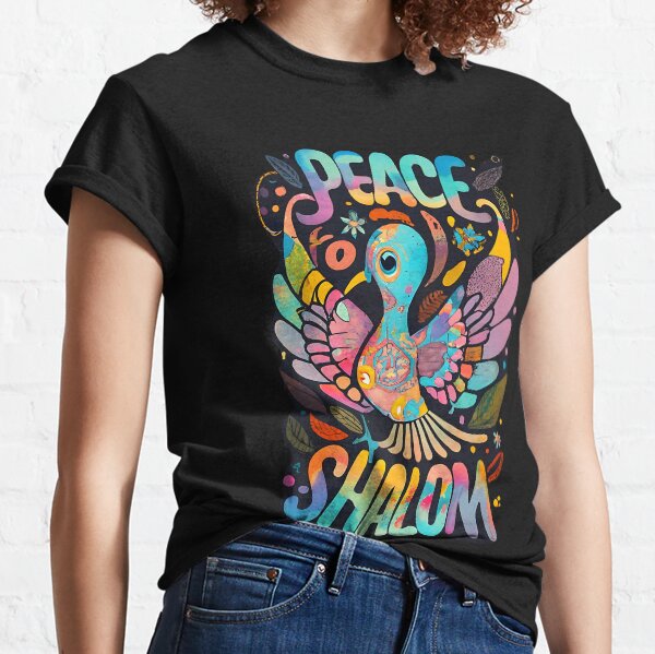 Vista previa del artículo con la obra «Retro Paloma de la Paz - Camiseta cristiana hebrea», diseñado y vendido por Chez-Creations.
