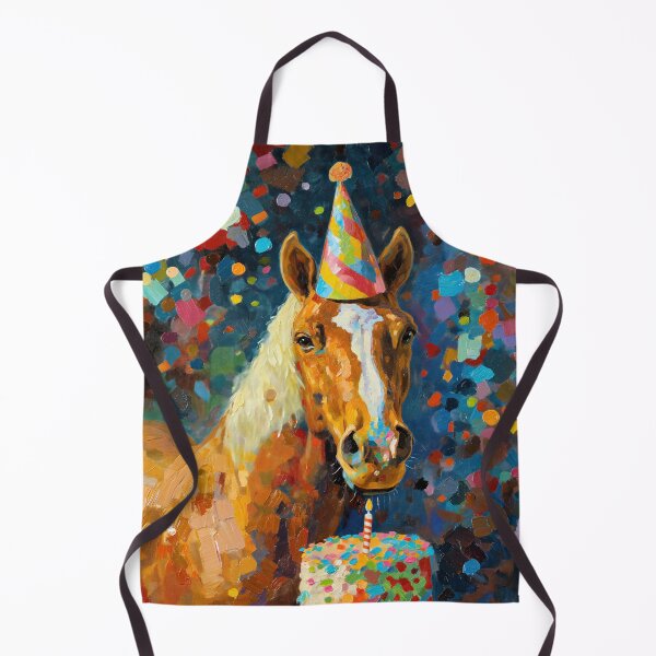 Item preview, Horse in Party Hat with Birthday Cake and one candle in painted style - Birthday Card designed and sold by OddCorro.