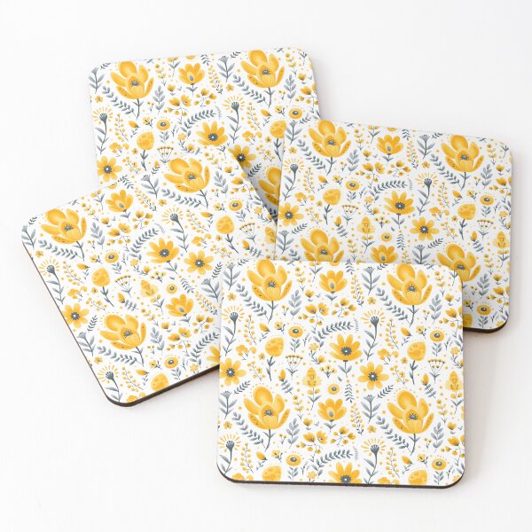Item preview, folk style flowers in yellow and blue #4 designed and sold by darkartsflowers.