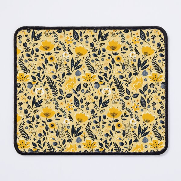 Item preview, folk style flowers in yellow and blue #7 designed and sold by darkartsflowers.