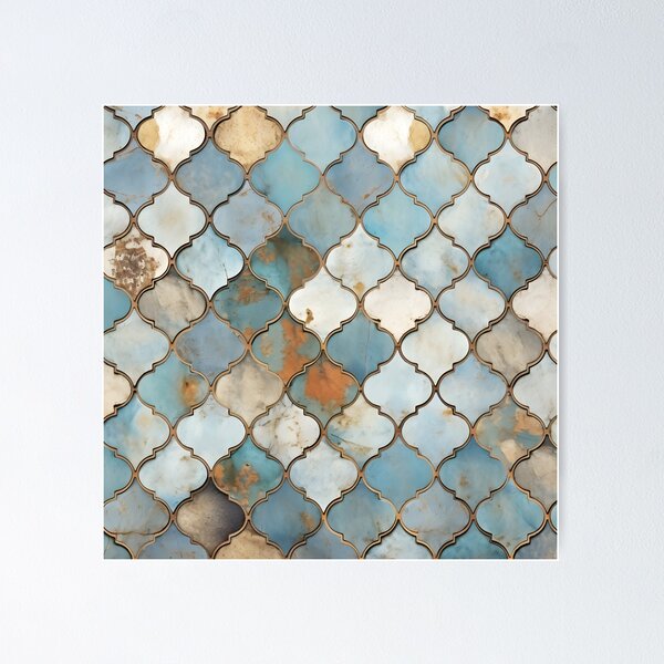 Item preview, weathered and worn moroccan tile print designed and sold by dcrc.