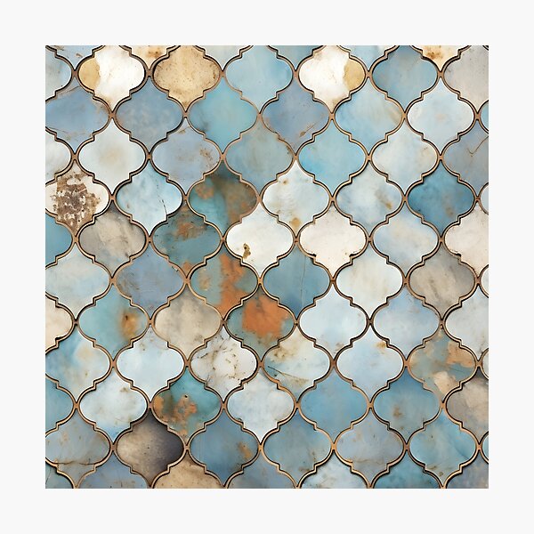 Item preview, weathered and worn moroccan tile print designed and sold by dcrc.