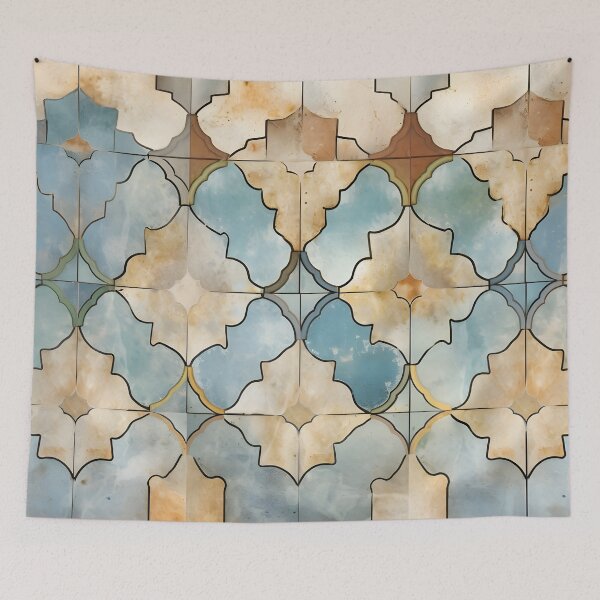 Item preview, weathered and worn moroccan tile print designed and sold by dcrc.