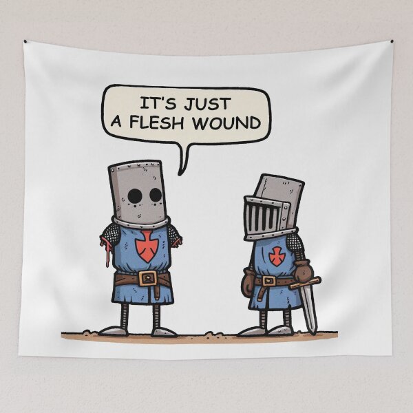 Item preview, Unstoppable Knight - It's Just a Flesh Wound designed and sold by MnDShirts.