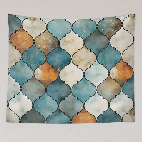 Item preview, weathered and worn moroccan tile print designed and sold by dcrc.