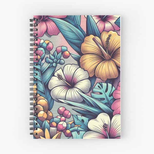 Aperçu de l'œuvre Modèle Hawaïen Exotique Hibiscus Fleurs Tropicales Graphique Rétro créée et vendue par CoffeeIsATrip.