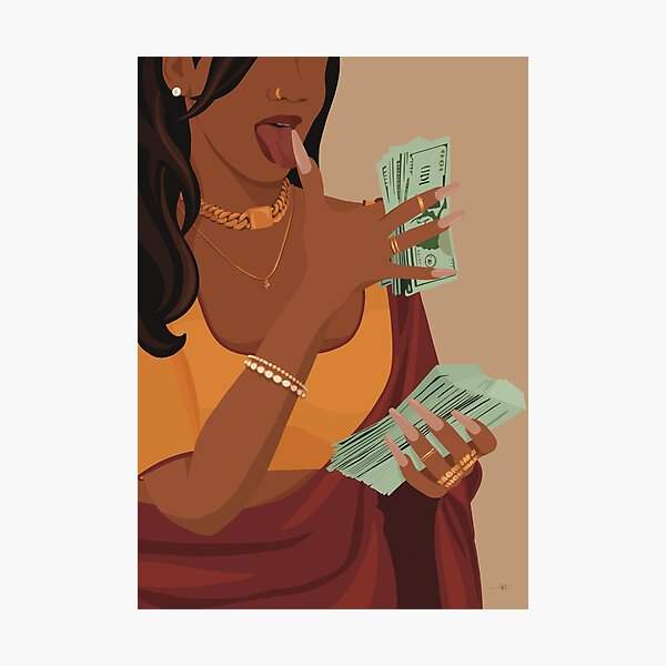 Item preview, Rich Indian Woman Art, Desi Wall Art, Mom Im a Rich Man Art, Powerful South Asian Woman Art, Indian Art, Tamil Girl, Brown Girl with Money designed and sold by RekhaRatnam.