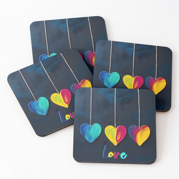 Item preview, Hanging Hearts Abstract Art Trio designed and sold by inkArtistryfine.