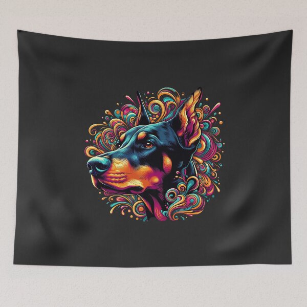 Item preview, psychedelic doberman portrait designed and sold by TheWorkingDog.