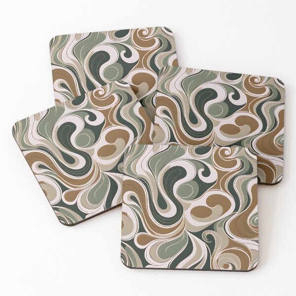 Item preview, Mid Modern Fluid Shapes, Brown, Green #1 designed and sold by Prints and Lifestyle.