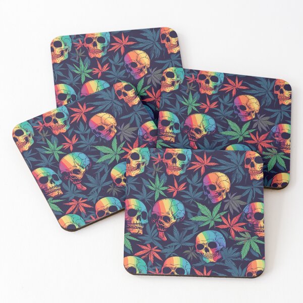 Item preview, Rainbow Skulls and Cannabis Weed Leaves Seamless Pattern designed and sold by MedicatedMedusa.