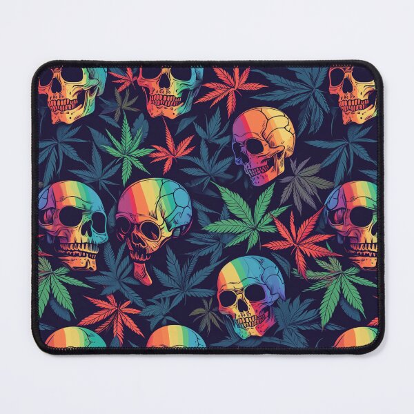 Item preview, Rainbow Skulls and Cannabis Weed Leaves Seamless Pattern designed and sold by MedicatedMedusa.