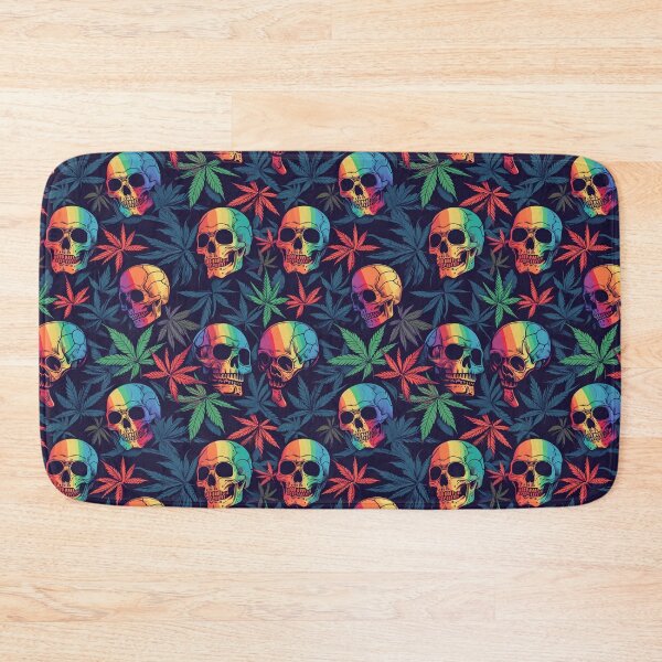 Item preview, Rainbow Skulls and Cannabis Weed Leaves Seamless Pattern designed and sold by MedicatedMedusa.