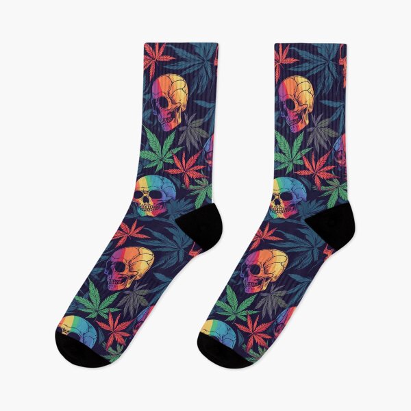 Item preview, Rainbow Skulls and Cannabis Weed Leaves Seamless Pattern designed and sold by MedicatedMedusa.