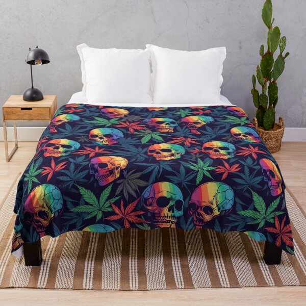 Item preview, Rainbow Skulls and Cannabis Weed Leaves Seamless Pattern designed and sold by MedicatedMedusa.