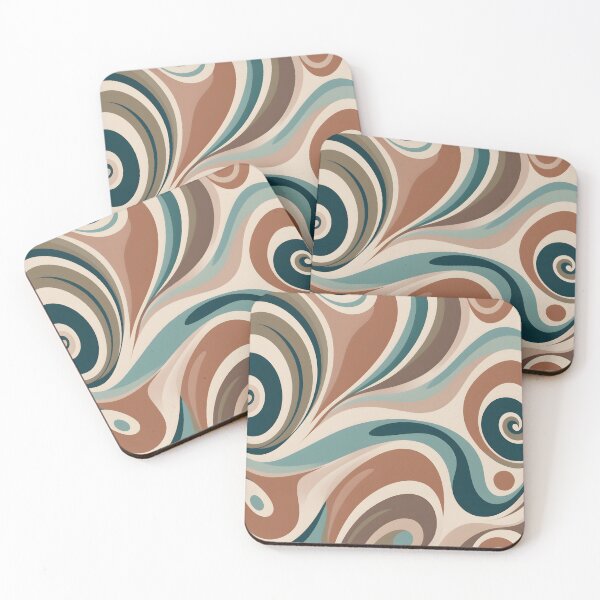 Item preview, Mid-century modern,  Fluid Shapes, Teal, Brown #1 designed and sold by Prints and Lifestyle.