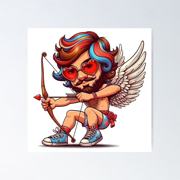 Item preview, This psychedelic illustration depicts a hippie Cupid spreading love with his arrows. designed and sold by 271Studio.