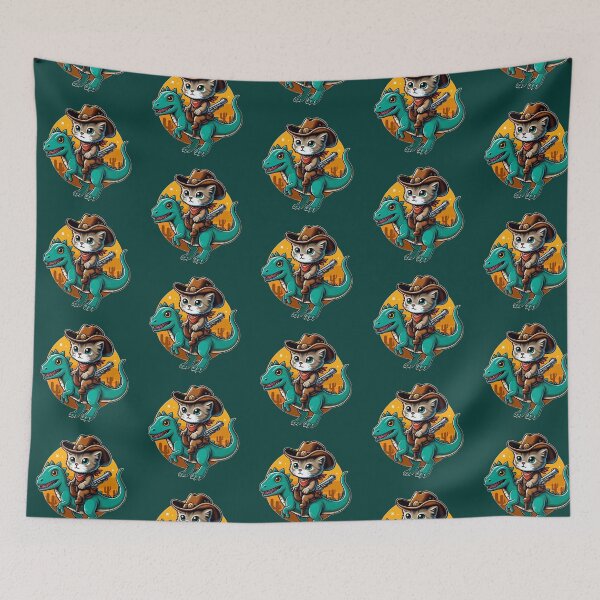 Item preview, Jurassic Cowboy Cat designed and sold by SnoopKittysCats.