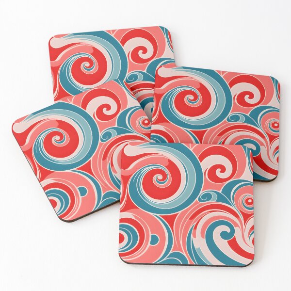 Item preview, Mid-century modern, Fluid Shapes, Red, Teal, Peach #1 designed and sold by Prints and Lifestyle.