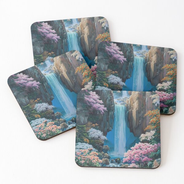 Item preview, Flowers with Waterfall Wall Art Prints designed and sold by Godzillaart.