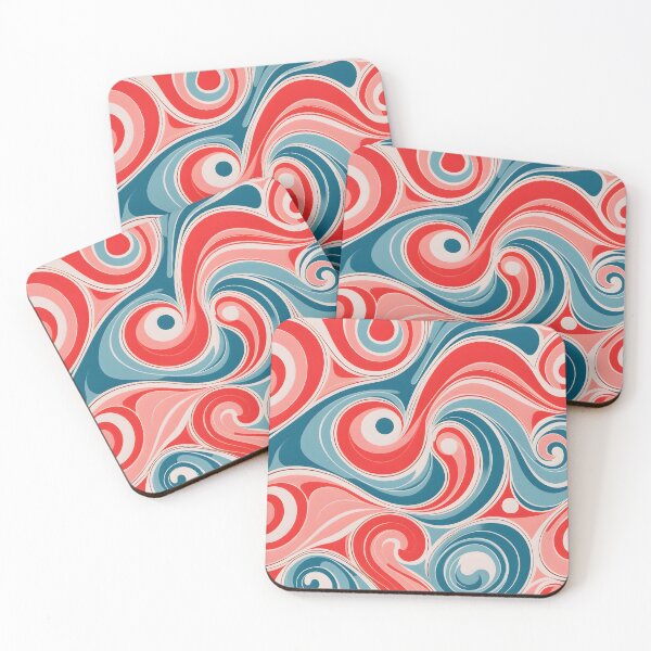 Item preview, Mid-century modern,  Fluid Shapes, Red, Teal, Peach #2 designed and sold by Prints and Lifestyle.