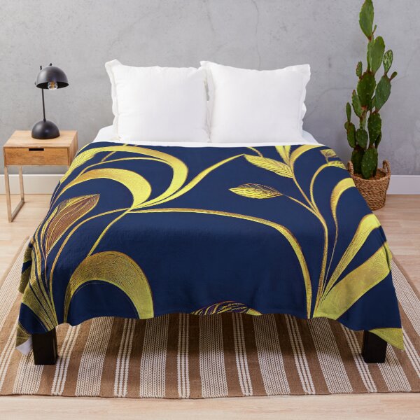 Item preview, Art Deco Golden Leaves Pattern On Midnight Blue designed and sold by DEC02.