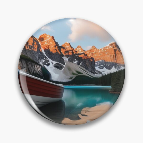 Item preview, "Quiet Reflections: Small Boat by the Snowy Lakeside" - MOUNTAINS, designed and sold by Eandbeyond.