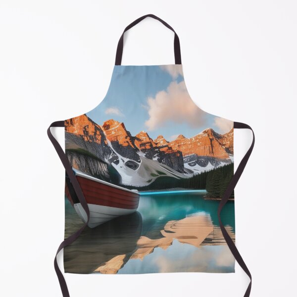 Item preview, "Quiet Reflections: Small Boat by the Snowy Lakeside" - MOUNTAINS, designed and sold by Eandbeyond.
