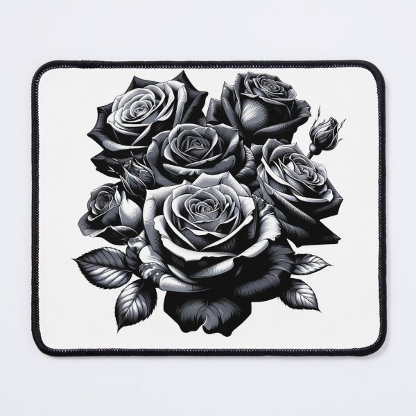 Aperçu de l'œuvre Bouquet de roses florales de roses noires et grises créée et vendue par BeansHotTees.