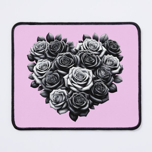 Aperçu de l'œuvre Coeur de rose noire Roses noires et grises créée et vendue par BeansHotTees.